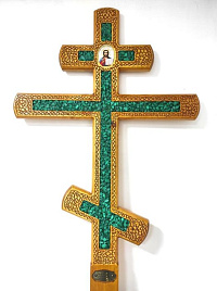 Крест с декоративными камнями (зеленый)