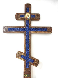 Крест с декоративными камнями (синий)